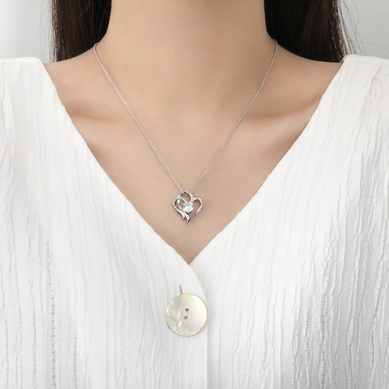 Double Heart Crystal Necklace — product view 2