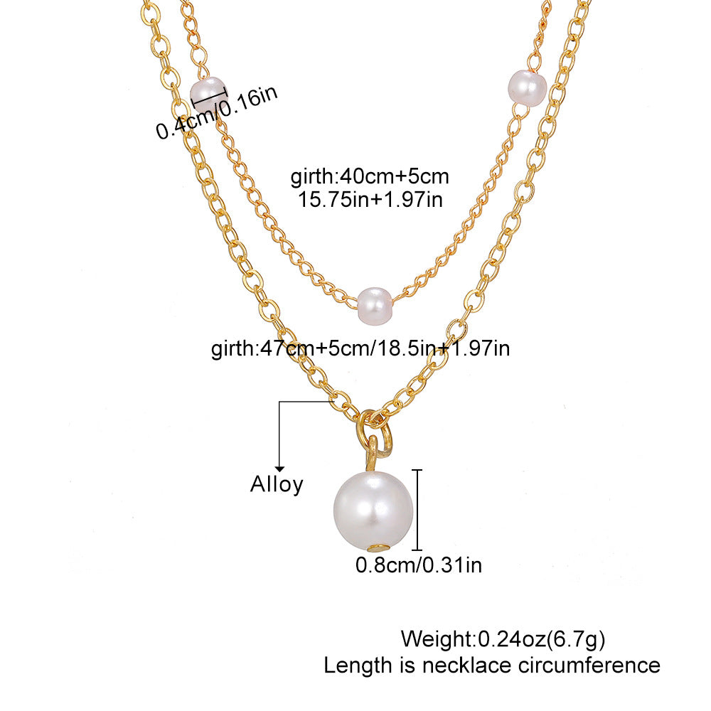 Layered Pearl Tassel Necklace — product view 7