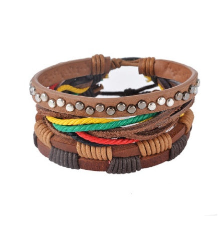 Braided Leather Bead Bracelet — product view 17