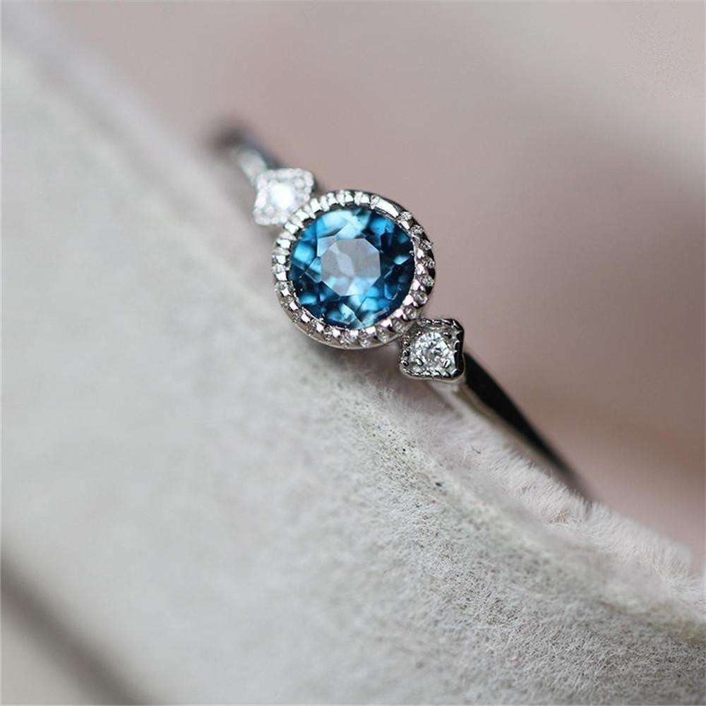 Sky Blue Zircon Slim Ring — product view 4