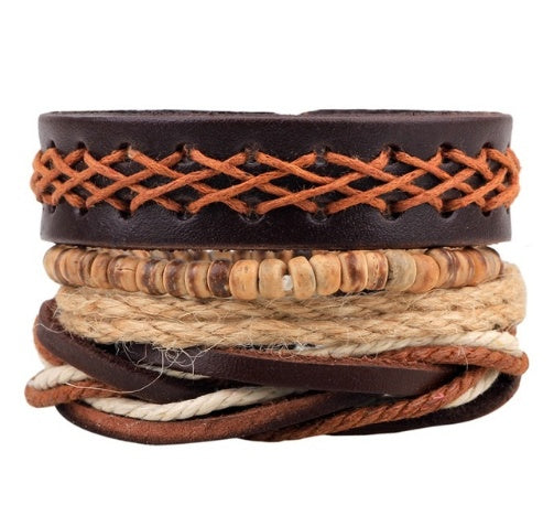 Braided Leather Bead Bracelet — product view 3