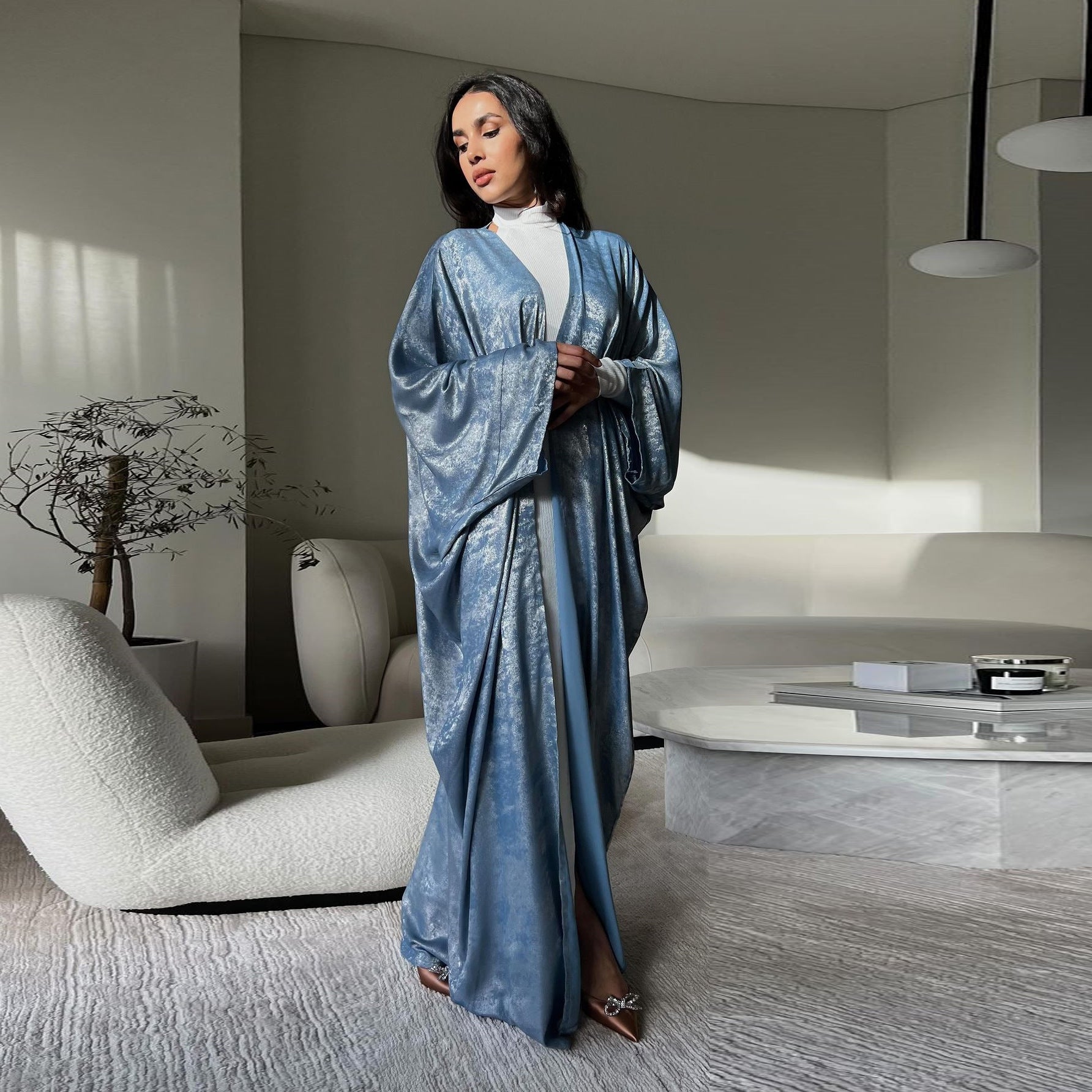 Bronzed Satin Abaya - product view 1