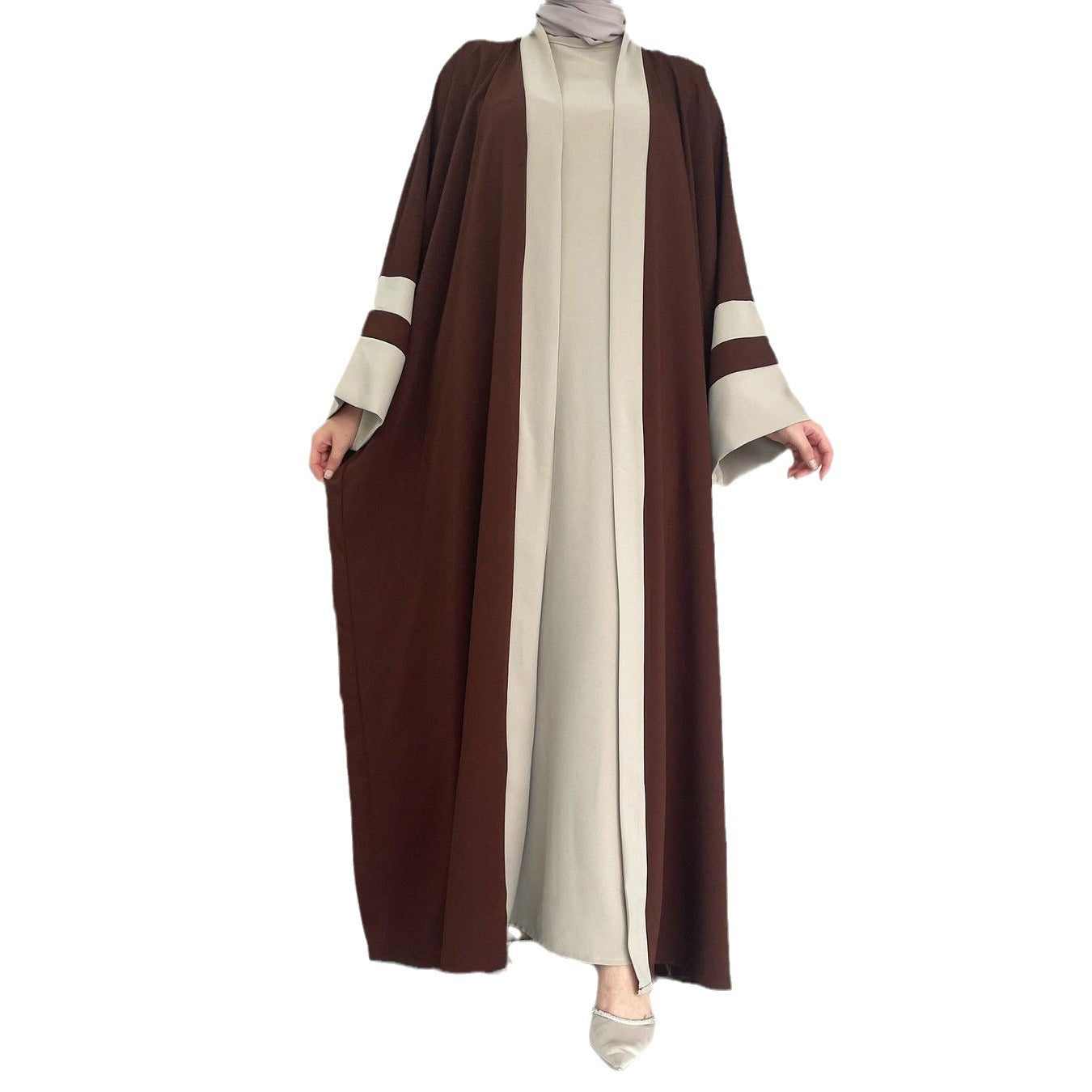 Layered Brown Abaya Set - product view 5