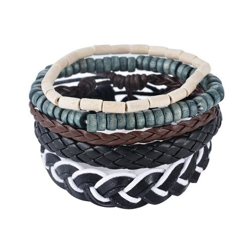 Braided Leather Bead Bracelet — product view 6