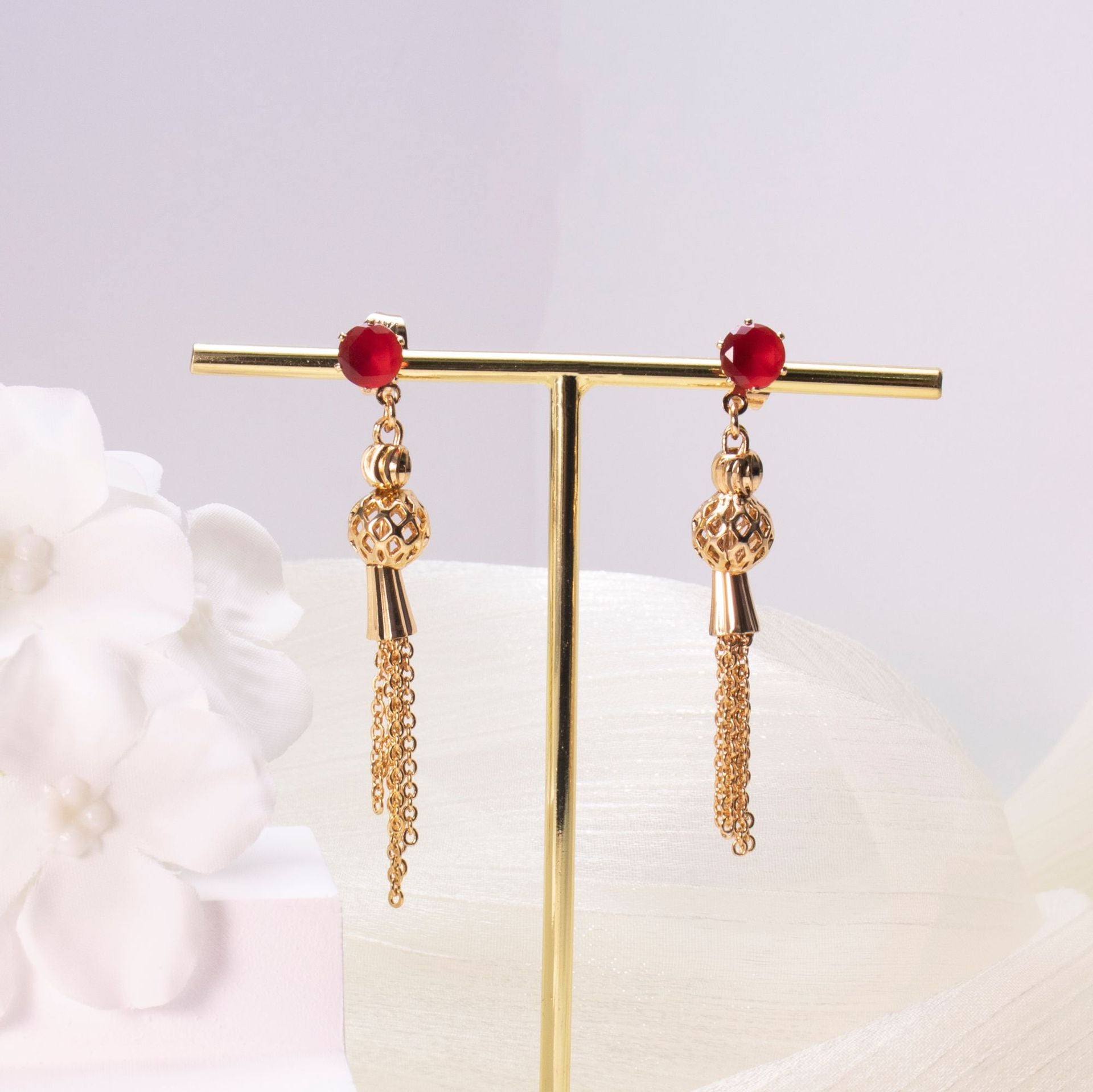 Gold-Tone Tassel Drop Earrings — product view 1