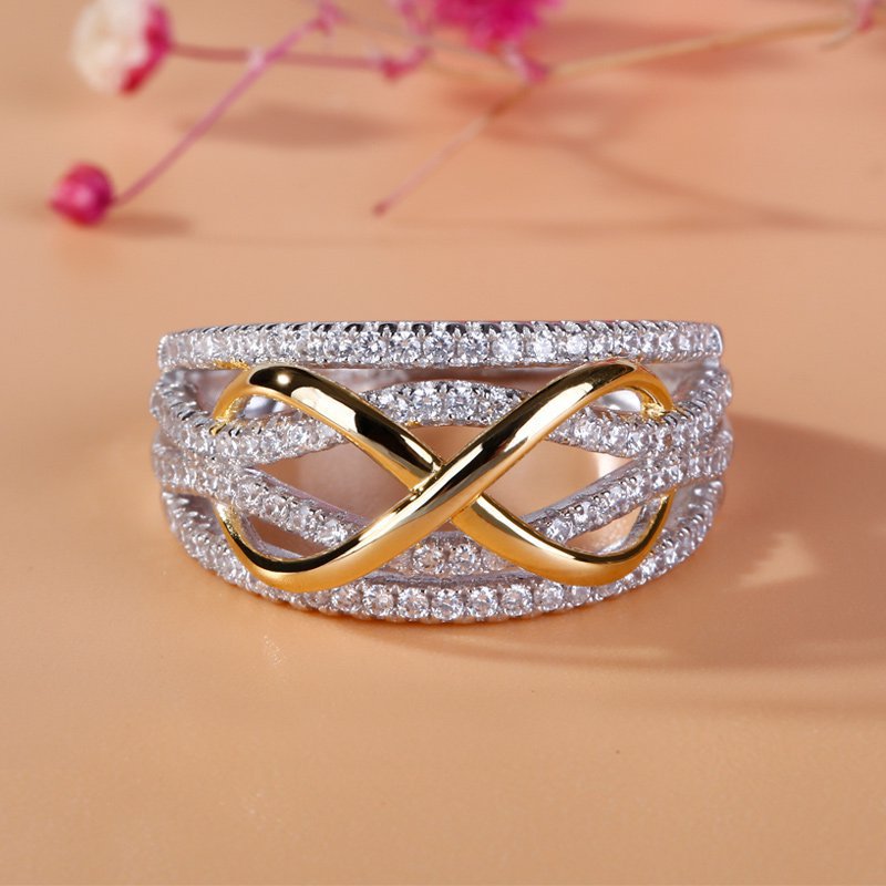 Two-Tone Zircon Statement Ring — product view 2