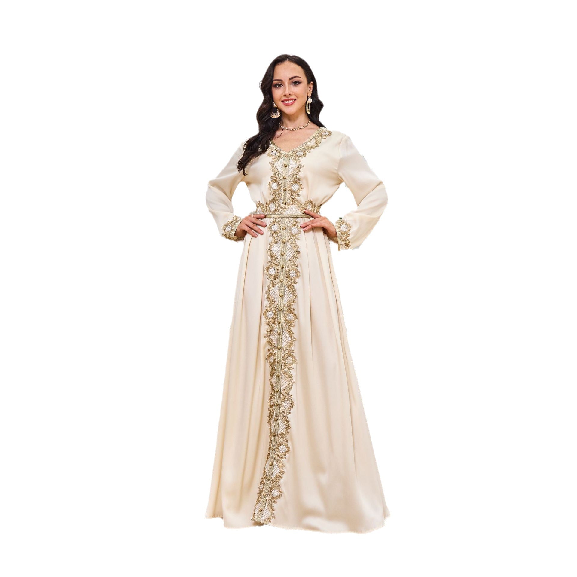 Embroidered Apricot Abaya - product view 5
