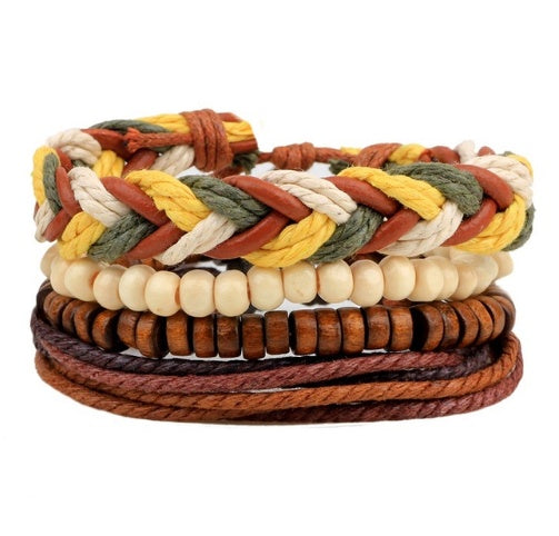 Braided Leather Bead Bracelet — product view 5