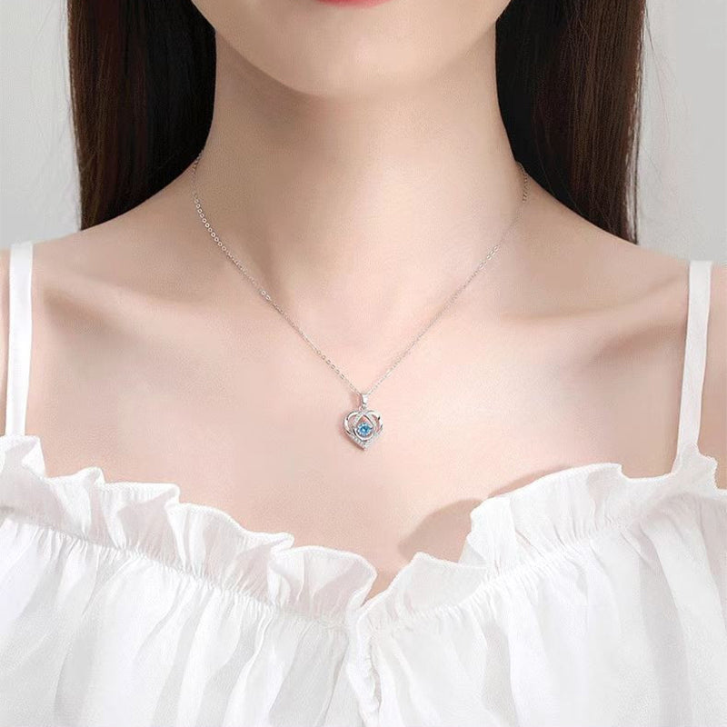 Rhinestone Heart Pendant Necklace — product view 4