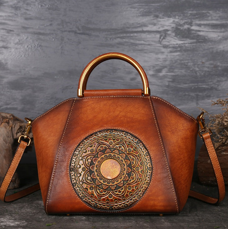 Embossed Leather Top-Handle Bag — product view 6
