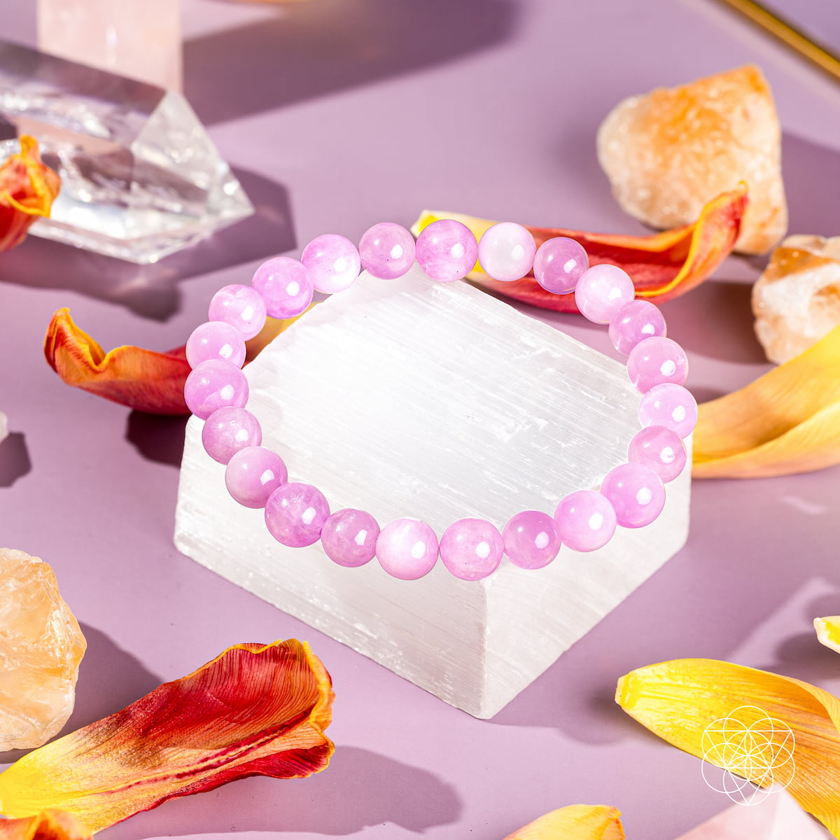 Pink kunzite bracelet with polished round beads