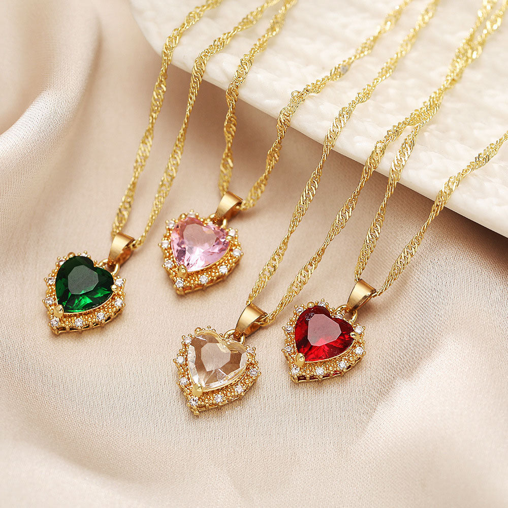 Multicolor Heart Pendant Necklace — product view 1