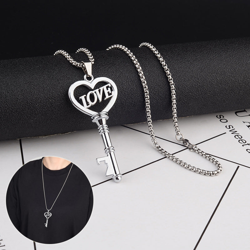 Heart Key Pendant Necklace - product view 1