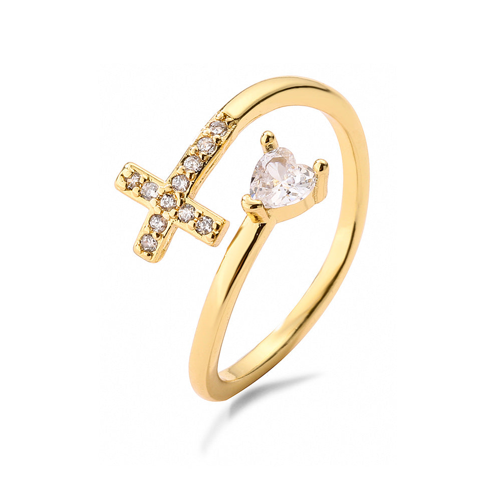 Evil Eye Cross Adjustable Ring — product view 5