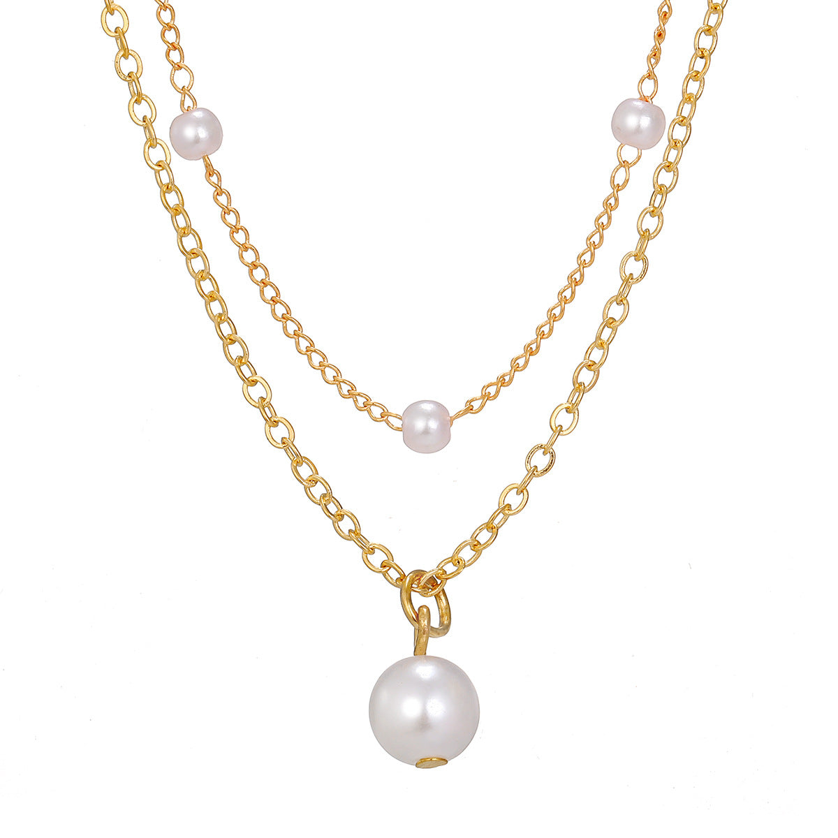 Layered Pearl Tassel Necklace — product view 6
