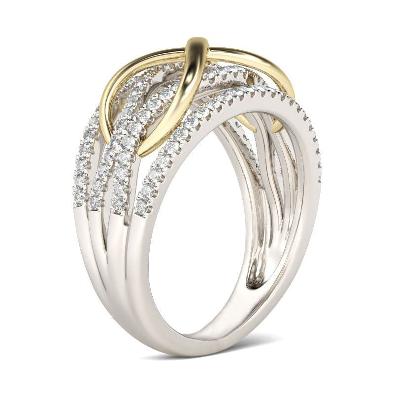 Two-Tone Zircon Statement Ring — product view 4