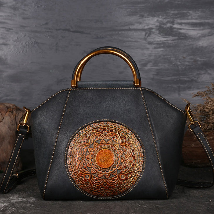 Embossed Leather Top-Handle Bag — product view 5