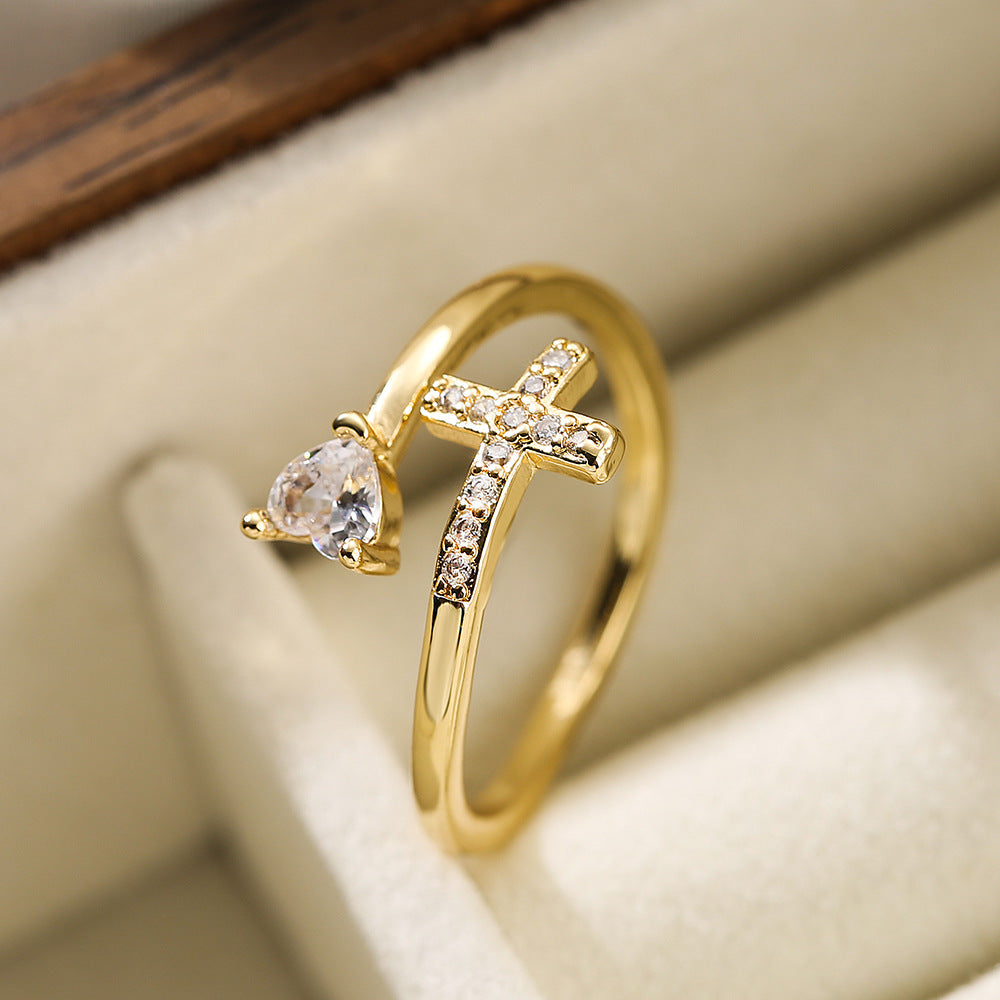 Evil Eye Cross Adjustable Ring — product view 7