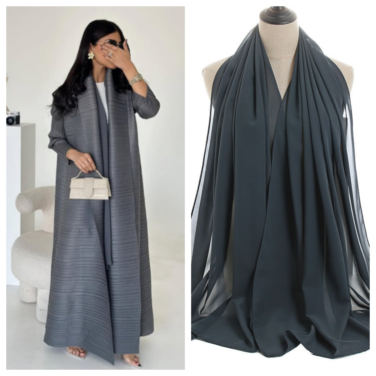 Pleated Column Abaya - product view 9