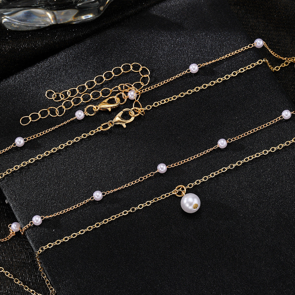 Layered Pearl Tassel Necklace — product view 4