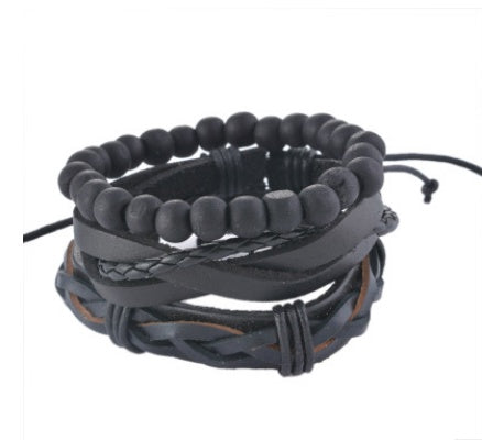 Braided Leather Bead Bracelet — product view 18