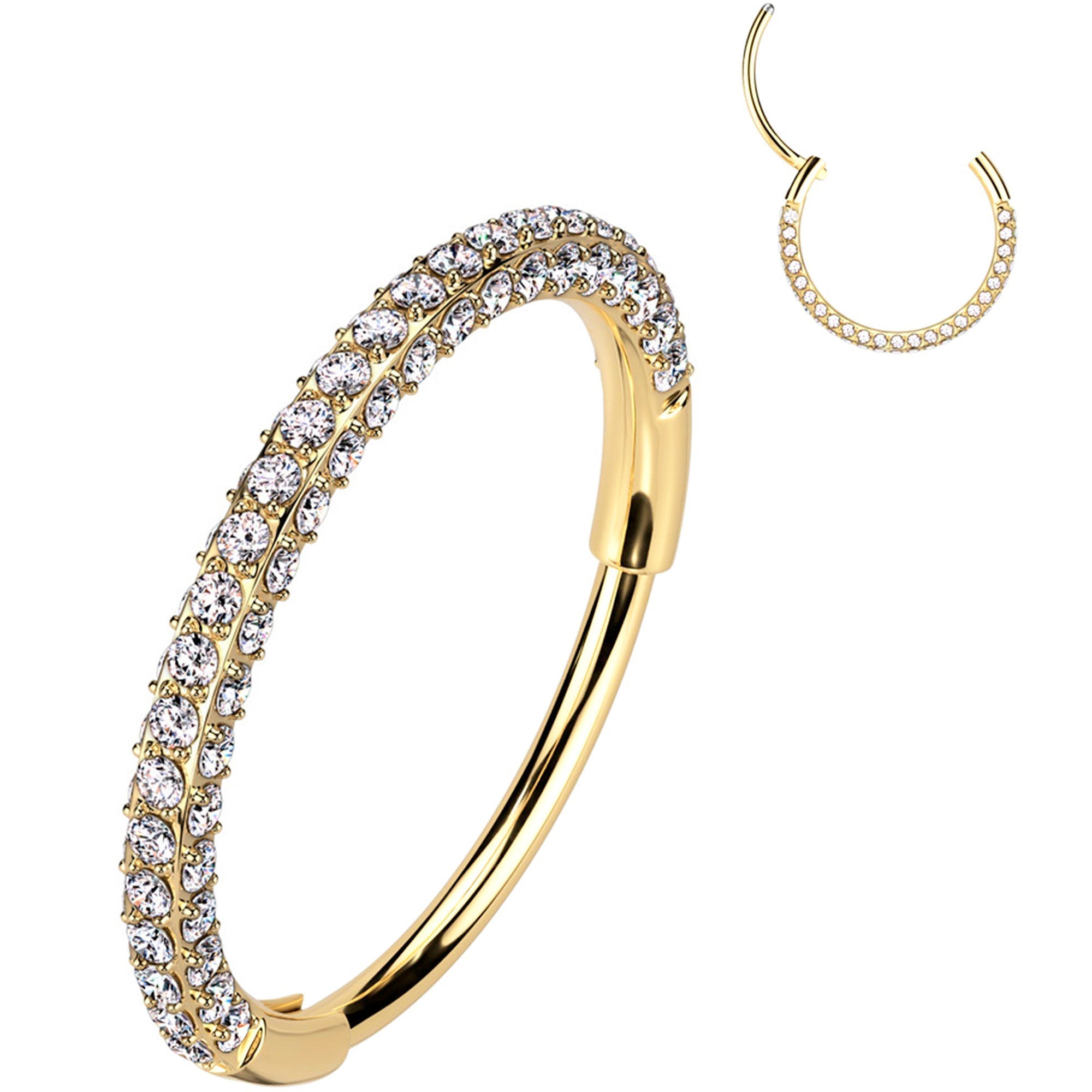 Triple-sided crystal titanium nose hoop image 1