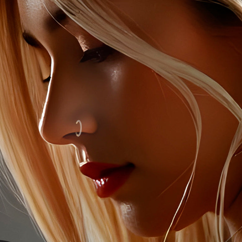 Triple-sided crystal titanium nose hoop image 7