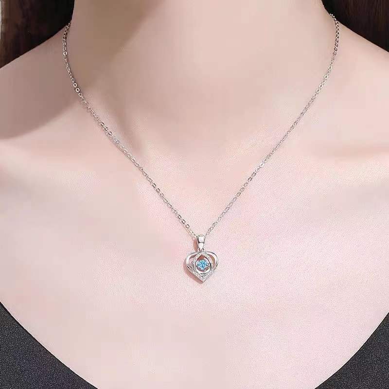 Rhinestone Heart Pendant Necklace — product view 3