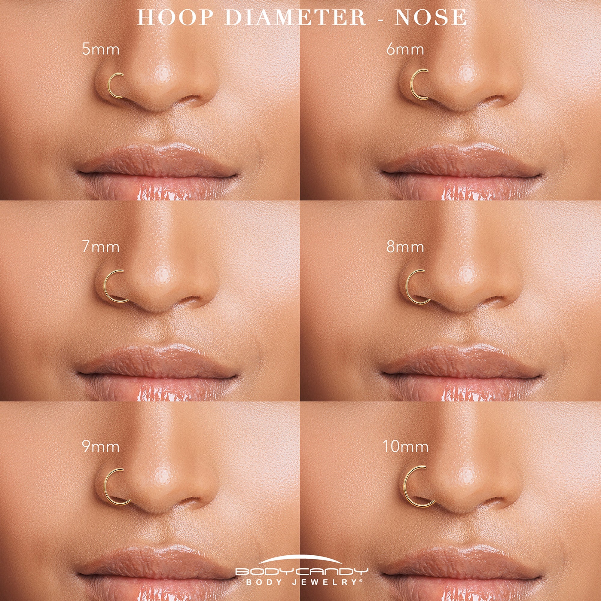 Silver 9 mm double-row crystal titanium nose hoop view 3
