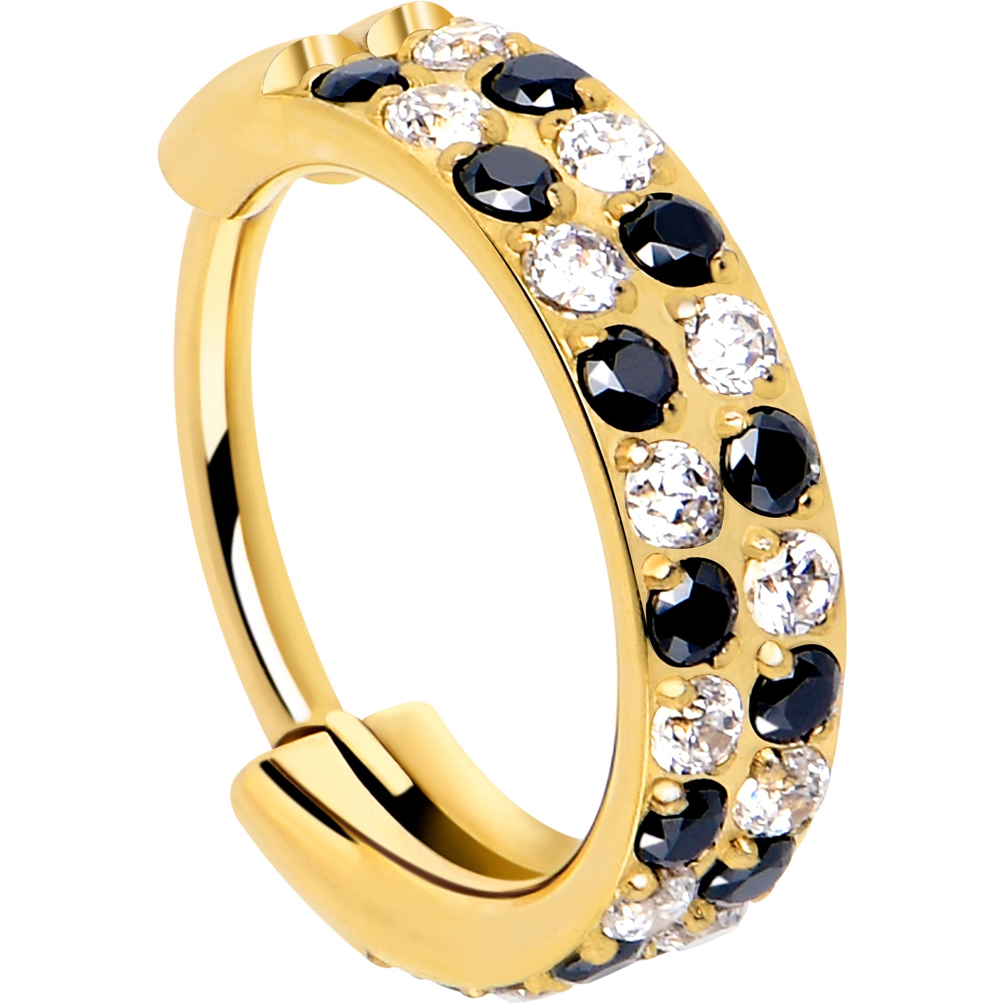 Checkerboard CZ titanium nose hoop alternate view 2