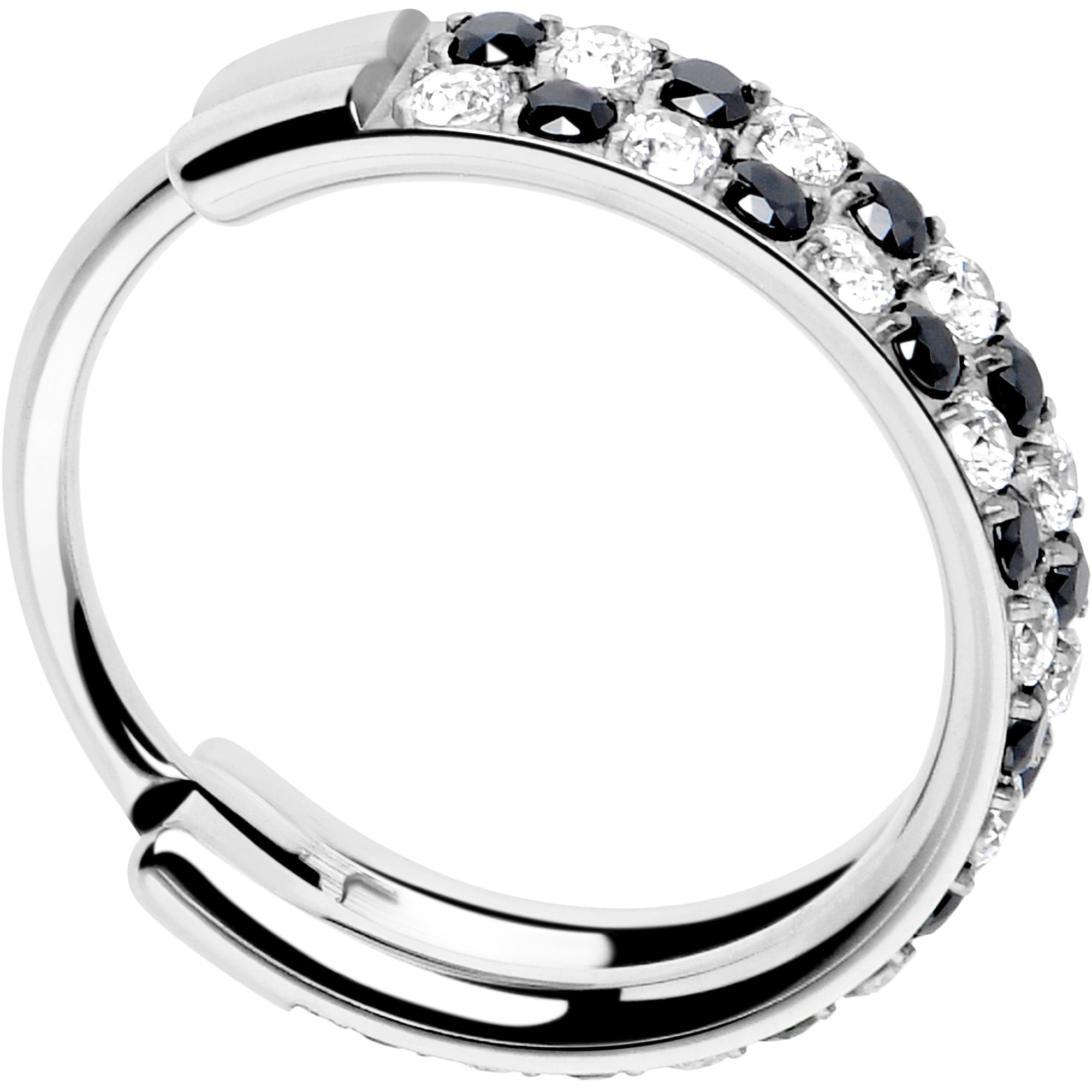 Titanium checkerboard crystal nose ring view 6