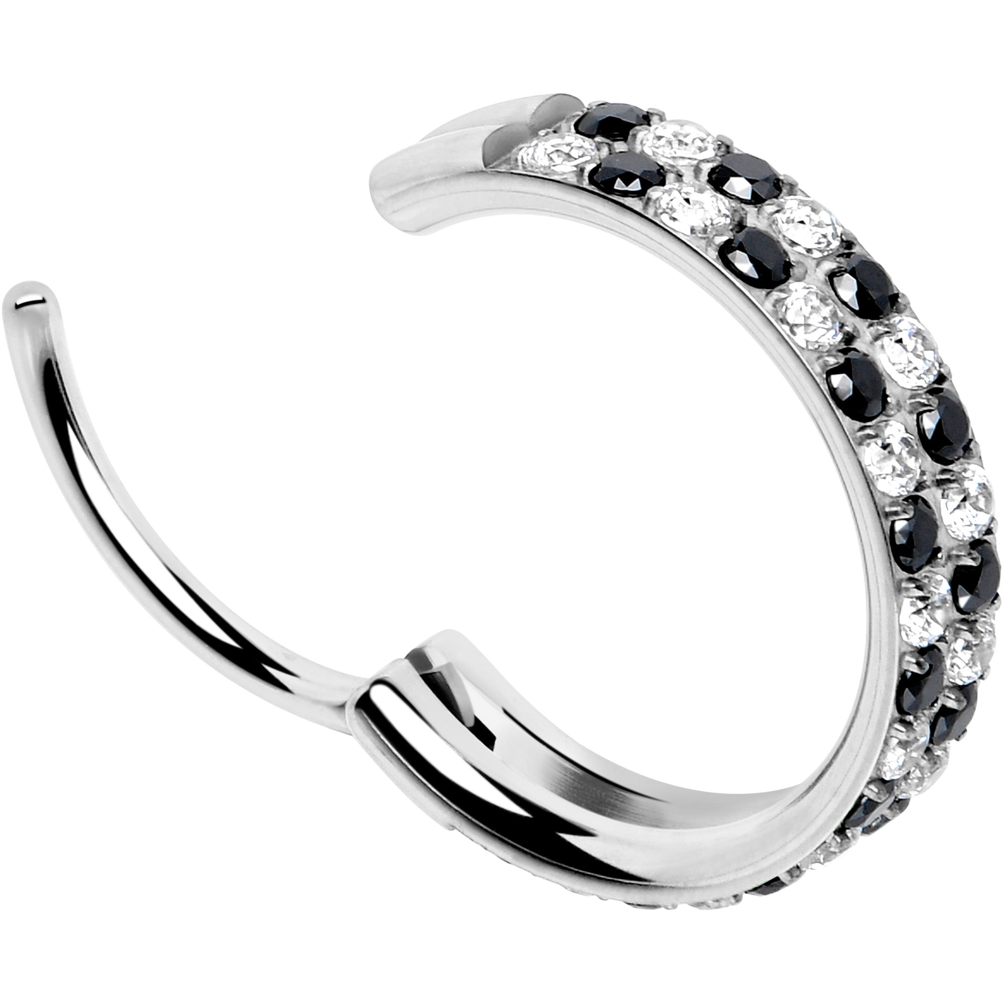 Checkerboard CZ titanium hoop alternate view 7