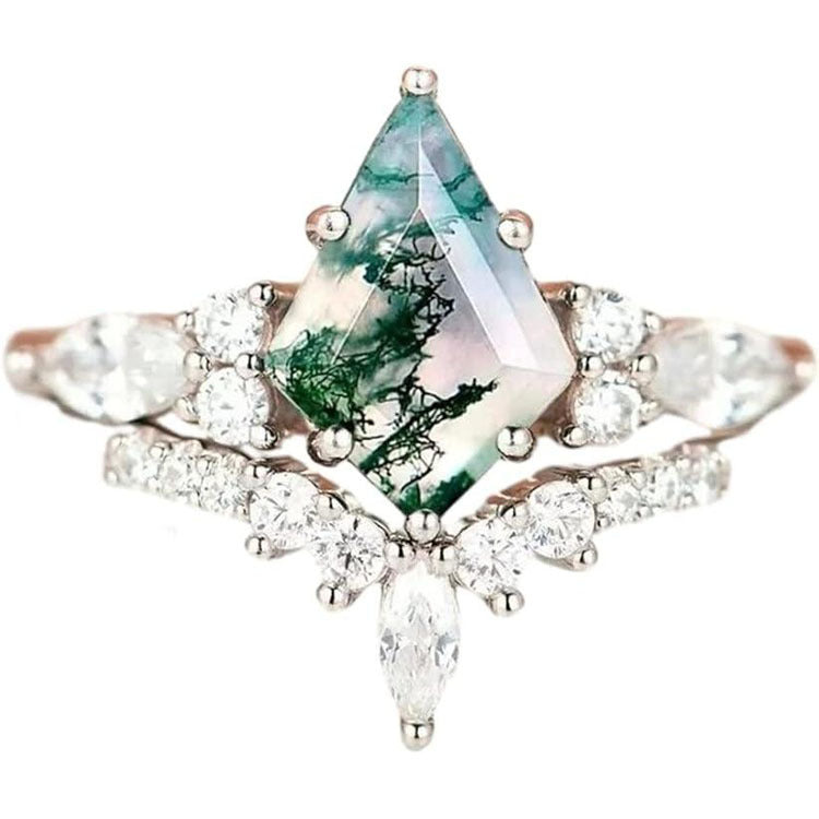 Moss Agate Ring Pair — product view 6