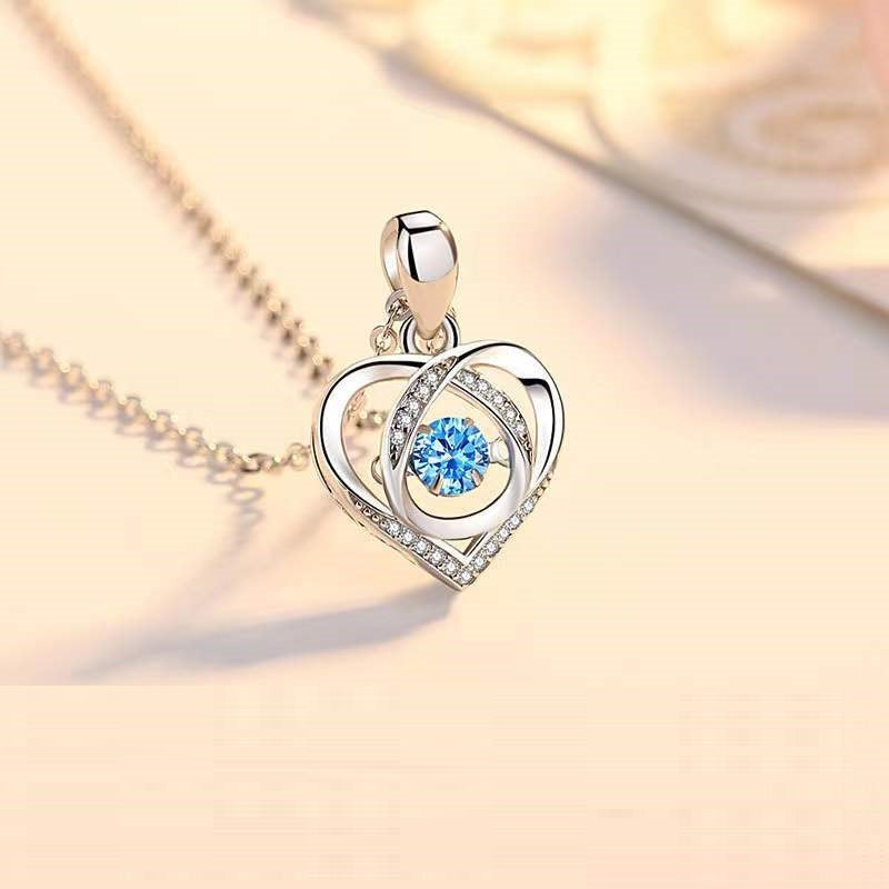Rhinestone Heart Pendant Necklace — product view 8